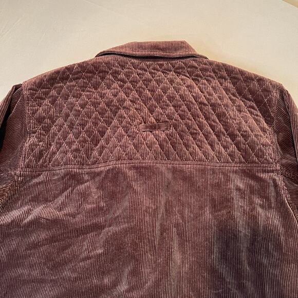 Oversized Corduroy Button Up Chore Barn Jacket Womens Medium Baggy Quilted Brown - Picture 3 of 8